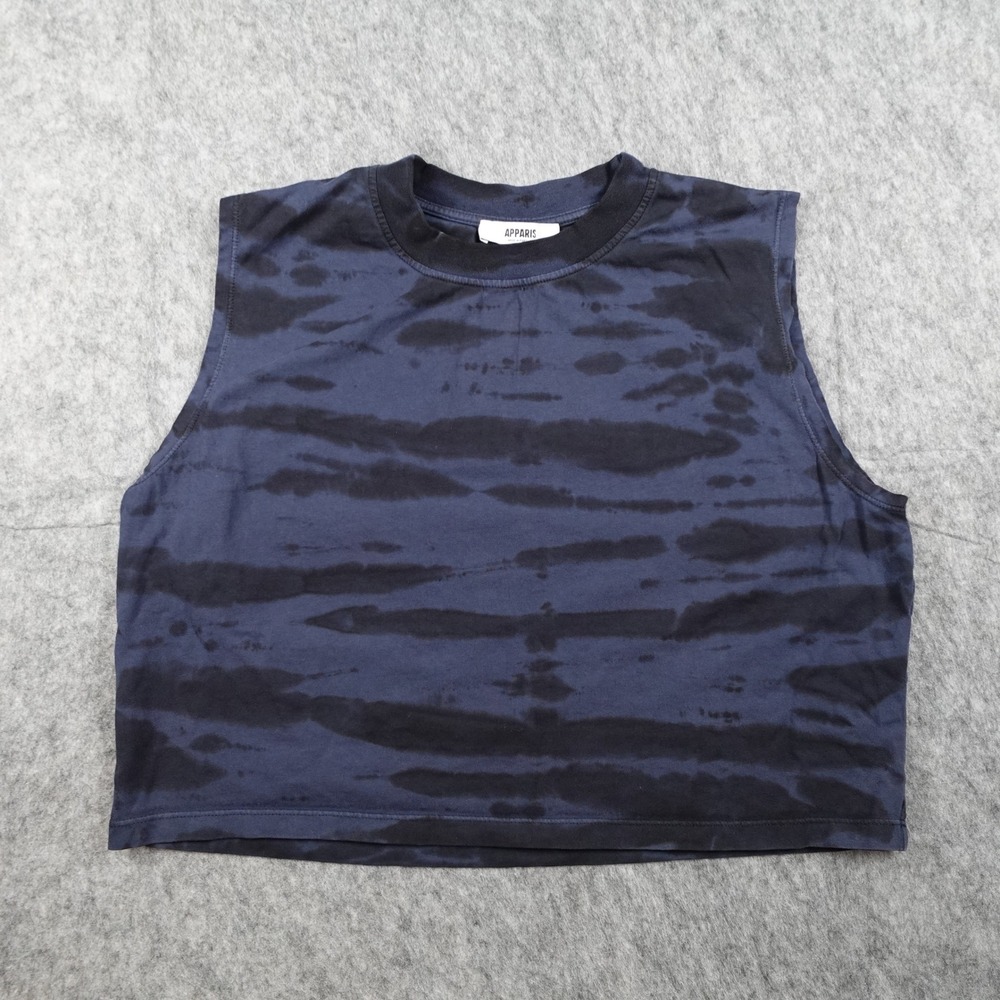 Apparis Top Women Extra Small Blue Tie Dye Cotton Cropped Muscle Sleeveless